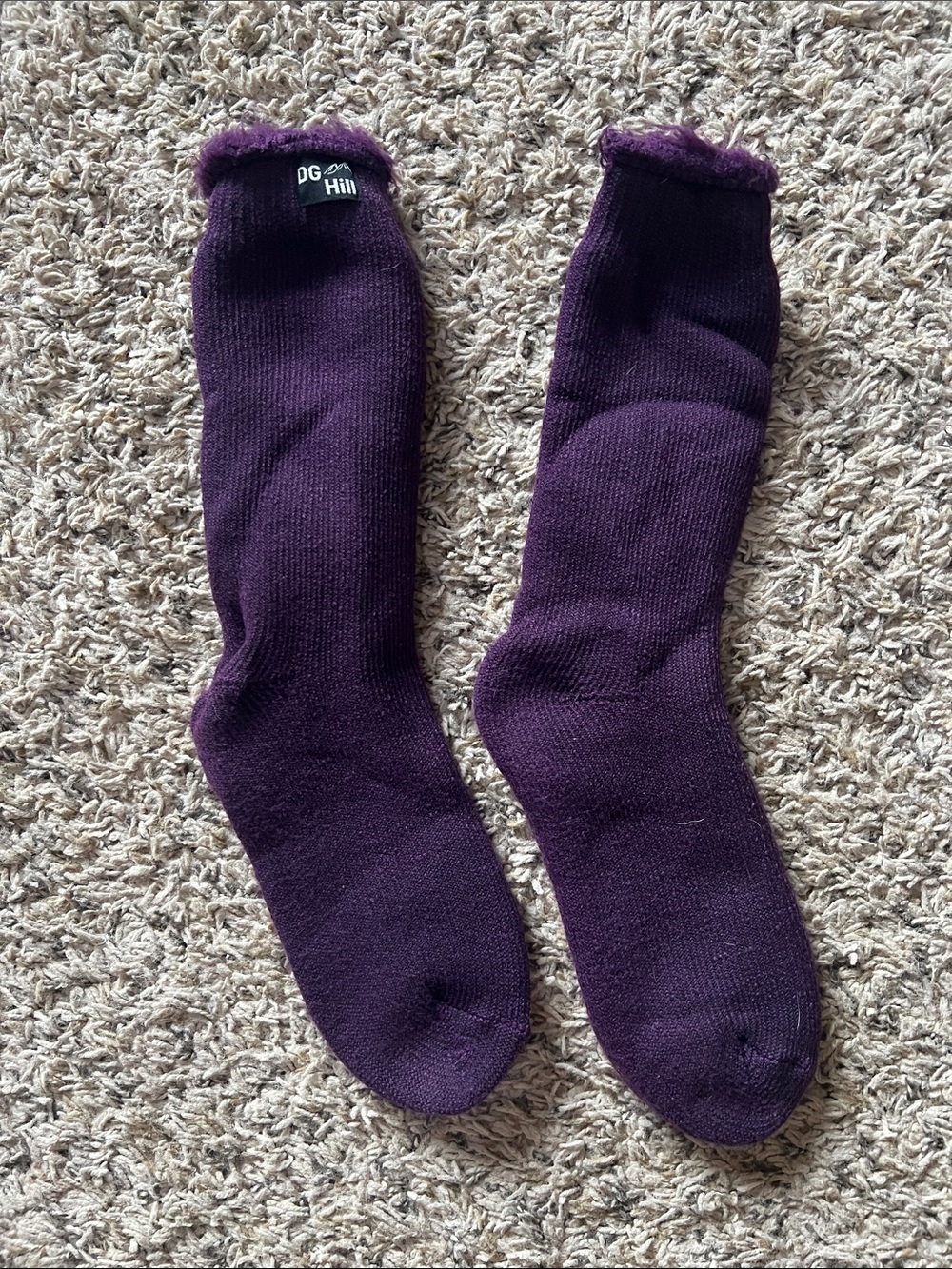 Plush-Lined Crew Socks in Deep Purple - Women
